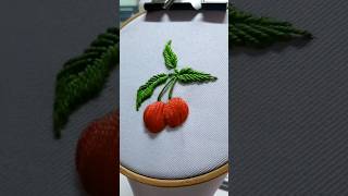 Cherry Padded Satin Stitch Hand Embroidery for Beginners embroidery needlework shorts [upl. by Ellsworth]