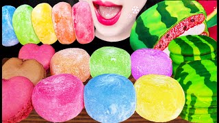 ASMR Rainbow Mochi Rice Cake Tteok 레인보우 찹쌀떡 모찌 먹방 Mukbang Eating [upl. by Philana113]