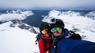 Ski touring in Senja Norway on Hesten Grytetippen Keipen Litjemoa Krokelvtinden [upl. by Ahsai]