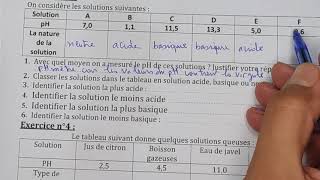 série dexercices n°5 les solutions acides et les solutions basiques  3 eme année collège biof [upl. by Noremac]