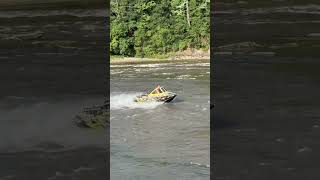 Mini Jet boat rippin down rapids rapids jetboat minijet youtubeshorts [upl. by Ymirej]