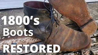 RESTORATION of Quality Replica Mid1800s 1850s1860s Boots [upl. by Natiha]