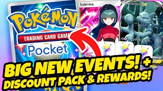 BIG NEW EVENTS INCOMING  NEW DISCOUNT PACKS REWARDS FREEBIES amp MORE Pokemon TCG Pocket [upl. by Airtened]