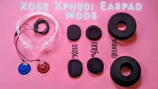 12 mod for 150 sound  Koss KPH30i Earpad mod comparison OG Vs Yaxi Vs Geekria [upl. by Wendell116]