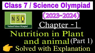 Class 7 Nso Science Olympiad 20232024Nutrition in Plants and animals Science Olympiad Chapter 1 [upl. by Roberta]