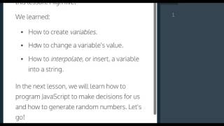 Learn Javascript Review Variables codecademy Javascript Tutoriao [upl. by Trilbee]