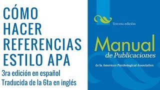 Cómo hacer referencias estilo APA 3ra español 6ta en inglés [upl. by Asimaj]