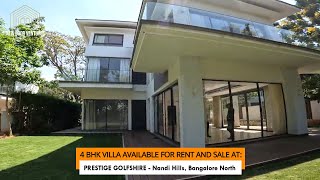 4 BHK VILLA AVAILABLE FOR RENT AND SALE  PRESTIGE GOLFSHIRE Nandi Hills Bangalore North [upl. by Carny]