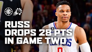 Russell Westbrook Drops 28 In Game 2 vs Suns  LA Clippers [upl. by Elfstan568]