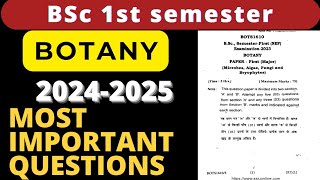 BSc 1st Semester Botany Most Important Questions 20242025  BSc first year Botany Questions [upl. by Harday]