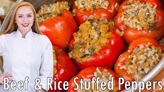 EASY Meat amp Rice Stuffed Peppers The BEST Recipe Extra Flavorful amp Juicy [upl. by Eittak]