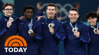 US men’s gymnastics team wins first medal in 16 years [upl. by Ahsikat]