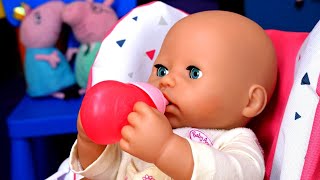 Baby Annabell doll feeding time with toy food Pretend to play with Baby Born doll feeding time [upl. by Groark]