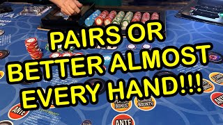 3 CARD POKER in LAS VEGAS PAIRS OR BETTER ALMOST EVERY HAND winning [upl. by Caputto937]