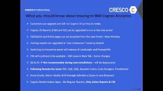 Whats New in IBM Cognos BI amp a Demo of Cognos Analytics Cognos version 11  Cresco International [upl. by Ned559]