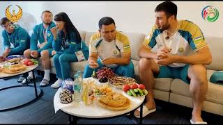 Olimpiyachilarimiz Parijda nima yeyishgan Paris2024 diyora boksing бокс uzbekistan rek live [upl. by Sly]