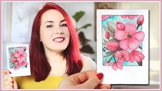 How to Paint Cherry Blossoms Inspired Flowers with Watercolors Spring Painting Ideas [upl. by Brookhouse]