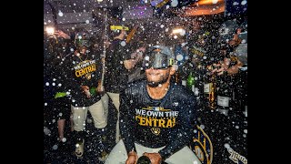 Brewers highlights reactions in clubhouse after winning NL Central championship [upl. by Norita843]