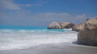 Lefkada  Kathisma beach  big waves aug2016 [upl. by Trant]