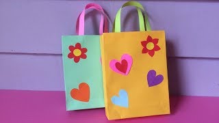 How to Make Bag with Color Paper  DIY Paper Bags Making [upl. by Cleave]