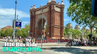 Barcelona H16 Bus Ride  City Tour from Plaza Universidad to Poblenou Park [upl. by Ethelda399]