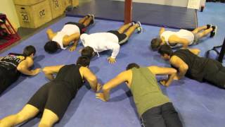 Members Trying Moby quotFlowerquot Push Ups [upl. by Adniralc]