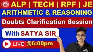 🔴LIVE🔴RRB SPECIALALPRPF TECHJE 👉JOB PROFILE 👉EXAM DOUBTS SESSION CLEAR  BY Satya Sir [upl. by Piks]