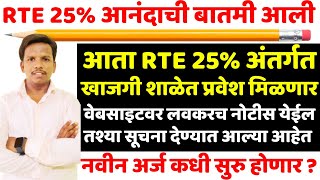 rte पुन्हा नवीन कधी  rte online form 202425Rte Admission2024 25✅RTE News maharashtra [upl. by Anirdna]