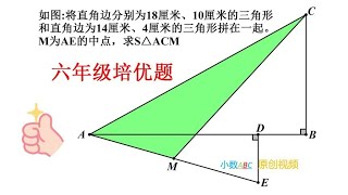 六年级数学，培优题，求阴影部分面积 每天学习一点点 数学思维 [upl. by Enram]