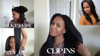 CLIP INS on natural hair Amazing Beauty  Amazon Find Silk Press Revair on Extensions [upl. by Notserk159]