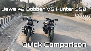 Jawa 42 Bobber vs Hunter 350 ⚡️  Quick Comparison  powerholic [upl. by Tlevesor]