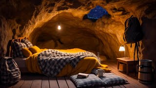 Winter Snow Cave Atmosphere With Howling Wind With Blizzard Cozy Fireplace Improves Sleep [upl. by Enelra]