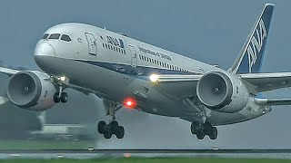 14Minutes SEVERE THUNDER amp HEAVY RAIN Plane Spotting TAKEOFFampLANDING at Kagoshima Airport JAPAN 4K [upl. by Geiss]