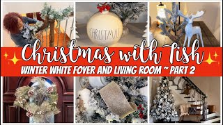 CHRISTMAS DECORATE WITH ME 2024  CHRISTMAS WINTER WHITE LIVING ROOM [upl. by Cristi]