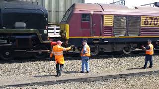 steam engine 34052 EWS 67023 At Crewe station [upl. by Haney]