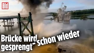 Gigantische Wasserfontäne Brücke wird zum dritten Mal gesprengt [upl. by Sone9]