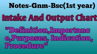 Intake And Output ChartquotDefinition Importance Purposes procedurequotGnmBsc1st year [upl. by Ploss282]