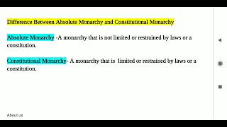 Difference between absolute monarchy and constitutional monarchy [upl. by Nov883]