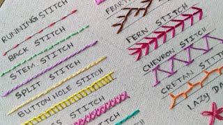 15 Basic Hand Embroidery Stitches Sampler for Absolute Beginners [upl. by Piers]