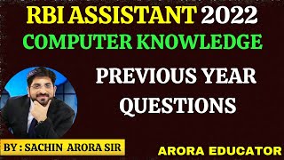 RBI Assistant 2022 Previous Year Questions  RBI Assistant Computer Knowledge Questions  Sachin Sir [upl. by Notlil]