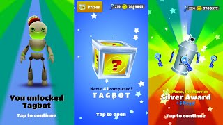 Unlocking Tagbot and Completing 7 Missions in one Run on Subway Surfers HD [upl. by Stanfill404]