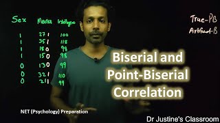 Class 26 Biserial and Point Biserial Correlation  NET preparation  Dr Justines Classroom [upl. by Ronym]