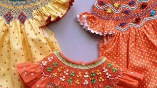 Baby girl embroidery smocking dress designs by Kushi maqbool ideas [upl. by Anaejer]