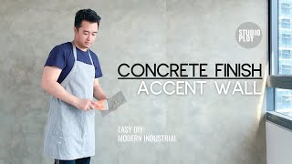 How To Create Concrete Finish Wall  DIY  Modern Industrial  Accent Wall [upl. by Neerahs129]