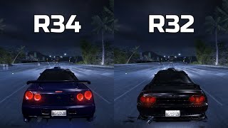 Nissan Skyline GTR R34 vs Nissan Skyline GTR R32  Need for Speed Carbon Drag Race [upl. by Lyndel]