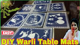 Easy DIY Warli Table Mats Tutorial  How to Make Warli Design PlaceMats  How to Draw Warli Painting [upl. by Felder]