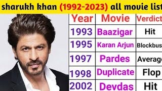 Shahrukh Khan 19922023 movie list Shahrukh Khan movie list hit or flop [upl. by Otnicaj]