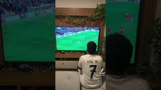 Vini Jr reaction after Mbappe missed a penalty against Liverpool mbappe football vinicius real [upl. by Asilram]