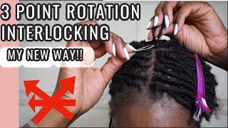 3 POINT ROTATION INTERLOCKING  MY NEW WAY  How to Interlock microlocs  How to Interlock [upl. by Holna]