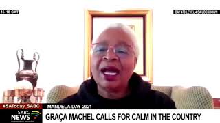 Mandela Day  Graça Machel calls for calm in South Africa [upl. by Sonitnatsnoc]